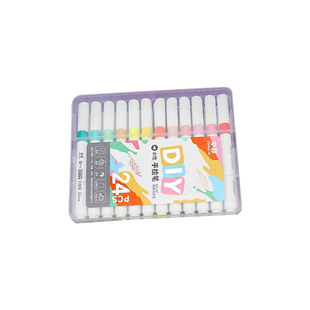 中彩丙烯马克笔咕卡笔不掉色DIY相册涂鸦笔套装儿童幼儿园小学生美术生专用水彩画笔手绘6色12色24色