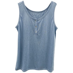 白色竹节棉吊带背心女内搭2026春夏新款棉麻宽松无袖外穿打底上衣