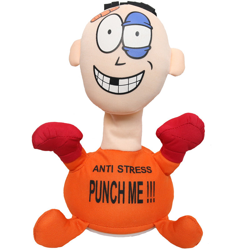 挨揍punch me小人电动毛绒公仔解压出气玩具女生发泄神器惨叫沙雕