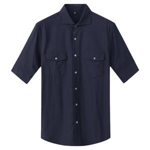 夏日舒适透气 泡泡纱舒适透气多口袋短袖衬衫男简约复古休闲衬衣