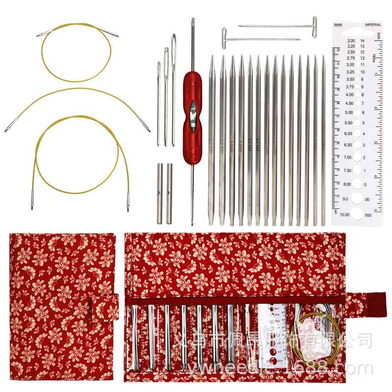 2025新品高档可拆卸环形针套工具碎花毛线针编织装配收纳包配件