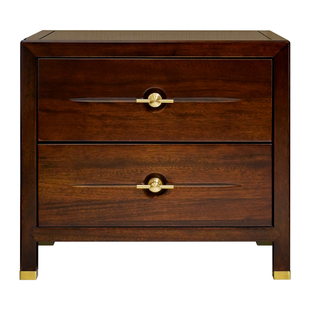 半墨现代新中式乌金木实木床头柜家用卧室床边柜床头抽屉式收纳柜