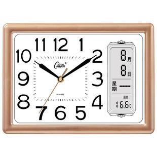 康巴丝座钟表客厅卧室万年历静音日历石英钟现代电子挂墙台式时钟