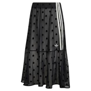 Adidas阿迪达斯三叶草女裙夏季波点网纱时尚半身裙KV1177