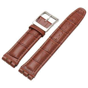 适配斯沃琪SWATCH手表带真皮凹凸接口17男女牛皮表链配件针扣19mm
