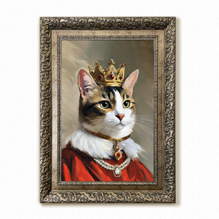 二狗姑娘X上品印画 萌宠入油画宠物肖像挂画猫咪画像狗狗定制装饰