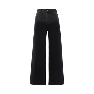 IAmMIX27秋冬高腰牛仔裤女加厚拉绒黑色渐变窄版显瘦直筒裤女长裤