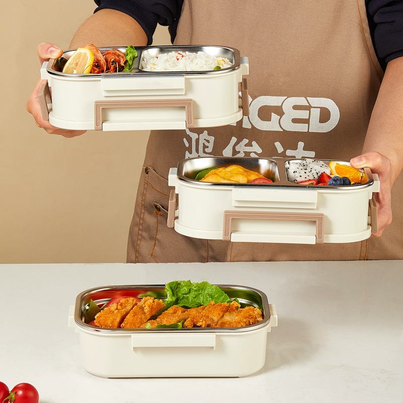 304不锈钢饭盒学生保温饭盒餐盒方形便携分格多层便当盒上班族