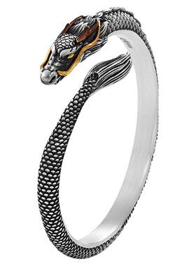 银千造龙行天下足银999实心手镯