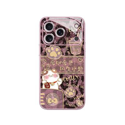 秋冬新款豹纹招财猫暴富手机壳