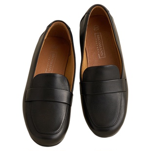 宝舒曼乐福鞋女款2026新款羊皮经典款橡胶软底透气平底小皮鞋单鞋