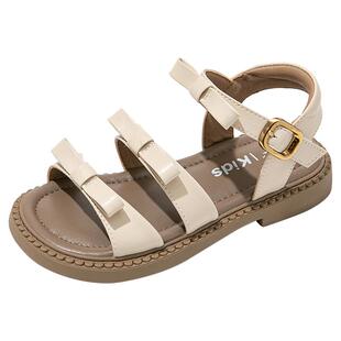 红蜻蜓黑色女童鞋子儿童公主凉鞋2025新款夏季夏款中大童洋气女孩