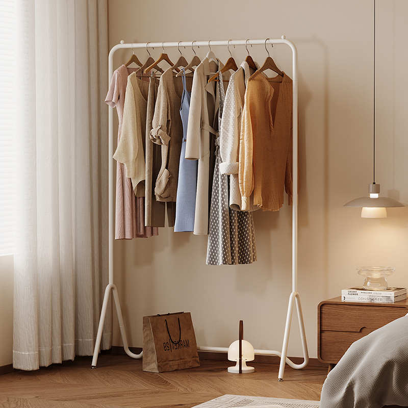 简易挂衣架落地卧室内晾衣架折叠家用凉衣服的架子单杆收纳晒衣架