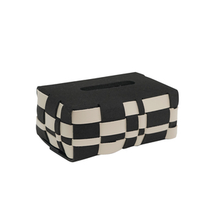 纳茉|LD轻奢黑白棋盘格编织纸巾盒高级感抽纸盒家用客厅茶几纸盒