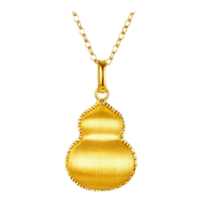 金至尊足金丝绸葫芦吊坠丝绒葫芦黄金吊坠女手工刻丝福禄挂坠金坠