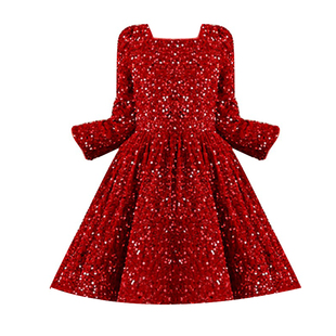 女童轻奢公主裙儿童红色拜年服中大童元旦主持礼服乐团合奏指挥服