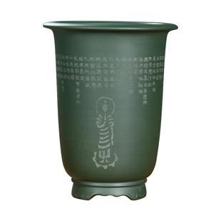 神力紫砂花盆民国绿泥金钟盆桌面春兰建兰墨兰手工古典盆景花器