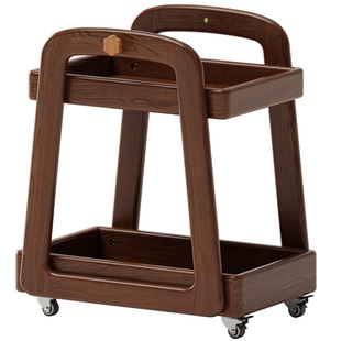 儿童书包置物架小型实木推车可移动零食玩具收纳整理架子桌下落地