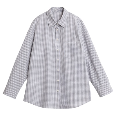 CV大码女装夏季纯棉撞色格子衬衫