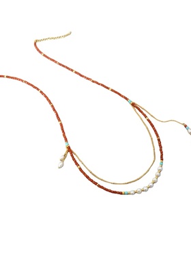 国潮国风红玛瑙巴洛克珍珠项链