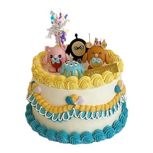 网红仔仔蛋糕装饰卡通仔仔熊失心熊粉仔熊小熊摆件儿童生日装扮