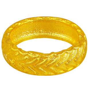 黄金真金足金999古法实心工艺花纹手串编绳配件乾坤圈跑环金圈