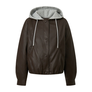 POLOWALK女式羽绒服2025冬季新品90鸭绒假两件拼接连帽羽绒外套