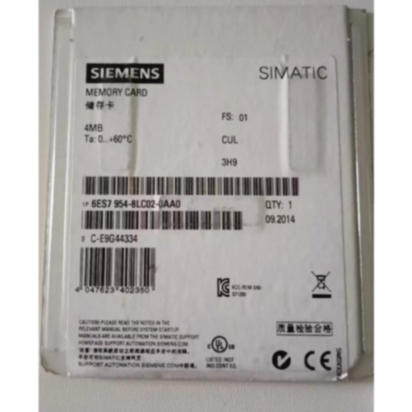 议价西门子S7-1500 CPU 存储卡6ES79548LC020AA0/6ES7954-8LC02-0