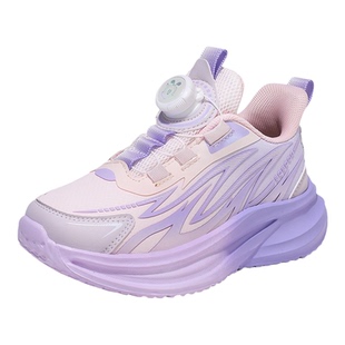 巴布豆旋转扣女童鞋子2025新款冬季款休闲运动跑步鞋加绒保暖棉鞋