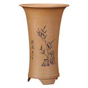 兰花盆 精品紫砂花盆 多肉紫砂花盆青段泥束腰兰花盆