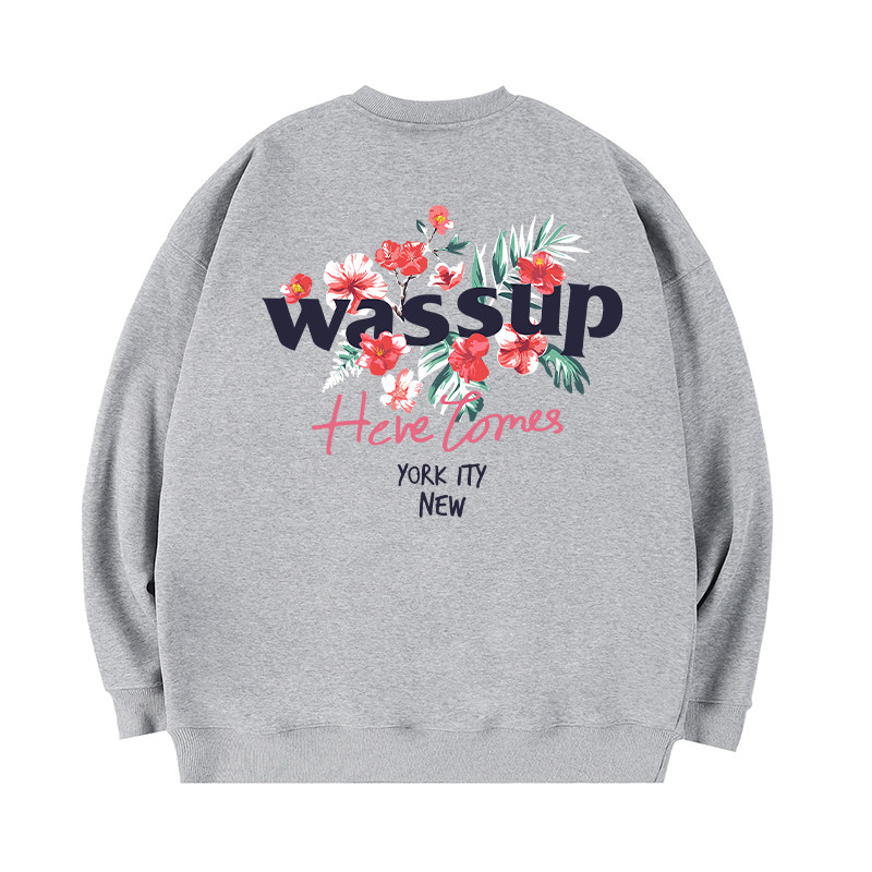 WASSUP花朵字母重磅卫衣男女潮牌