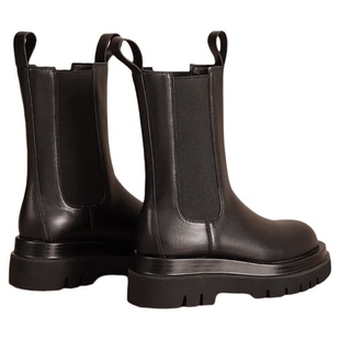 达芙妮马丁靴子女春秋2025新款英伦风烟筒靴中筒厚底切尔西短靴女