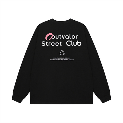 STA旗舰店美式潮牌字母印花长袖男女复古高街重磅纯棉黑色卫衣