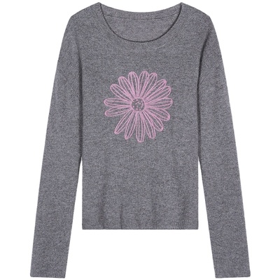 落落狷介灰色秋冬毛衣女绵羊毛