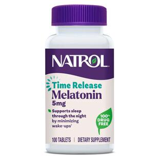 Natrol美国褪黑素睡眠片5mg缓释100片维生素b6安瓶助眠保官方正品