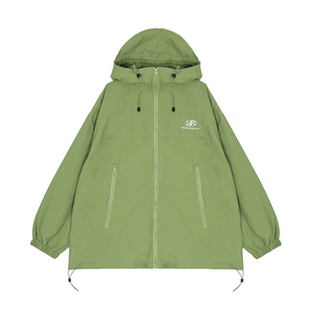 NECOYEP2025春秋季美式重磅防晒冲锋衣拉链连帽男女宽松夹克外套