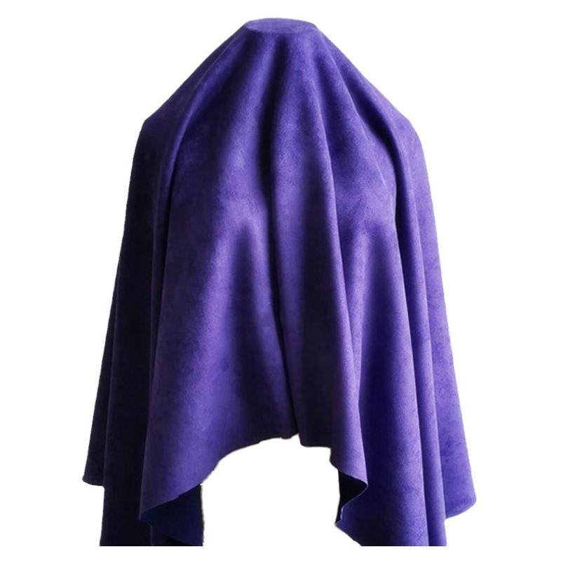 紫色麂皮绒空气层针织服装面料厚