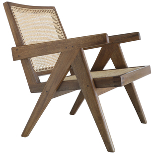 叕木/昌迪加尔休闲椅 | pj椅实木藤编椅子阳台躺椅侘寂风中古家具