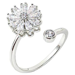 畹町花朵旋转开口可调节戒指女轻奢高级感小众设计饰品送女友礼物