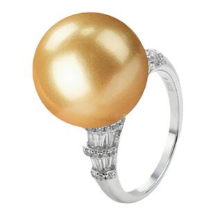 VISING金色贝珠金珠戒指真贝壳珠14mm直径