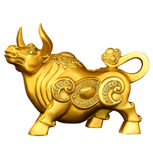 铜牛摆件旺市牛生肖牛如意牛抬头牛气冲天元宝牛家用办公室工艺品