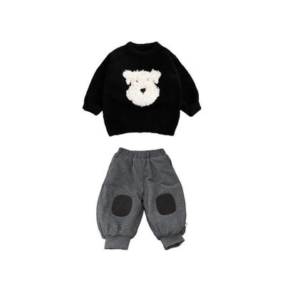 婴儿分体套装冬季男宝宝衣服加厚保暖小月龄针织毛衣卫裤两件套冬