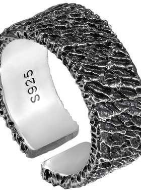 GRGR纯银做旧陨石坑戒指