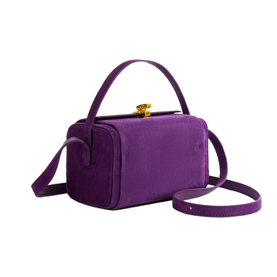 巴西莓紫色公子雯斜挎麂皮通勤