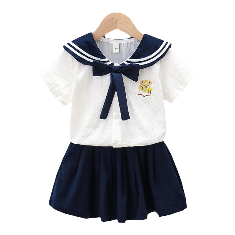 男女童夏装短袖装宝宝学院风六一表演服小儿童兄妹姐弟装两件套装
