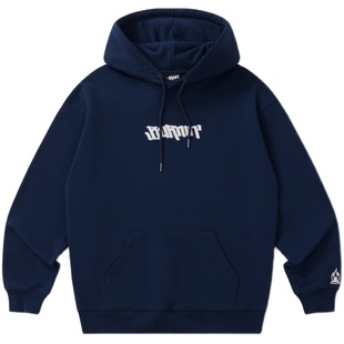 BURNIN* 横排LOGO胸口连帽卫衣刺绣纯色连帽卫衣宽松情侣帽衫外套