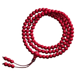 庆祥泰朱砂108颗佛珠手串女款官方旗舰店真原矿正品多圈手链男士