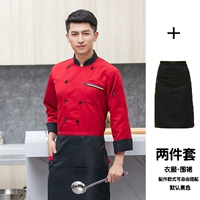 Красный лонгслив, фартук