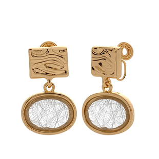 无耳洞方形波浪纹耳钉清透椭圆水晶耳坠简约百搭高级感蚊香盘耳夹