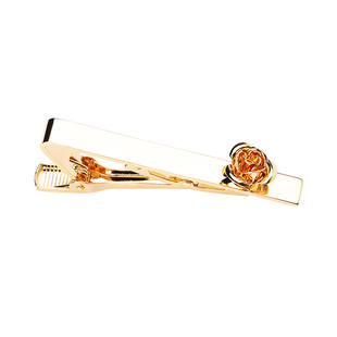 西装领带夹男士结婚轻奢高级感金色玫瑰花领夹子新郎婚礼正装配饰